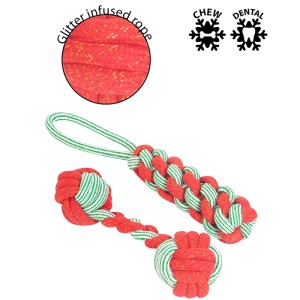 Red & Green Festive Tough Rope Toys